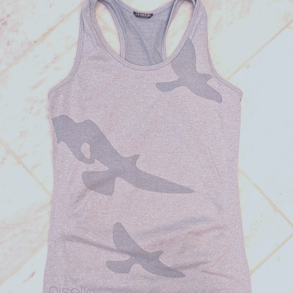 Oiselle Gray Tank Top with Bird Design